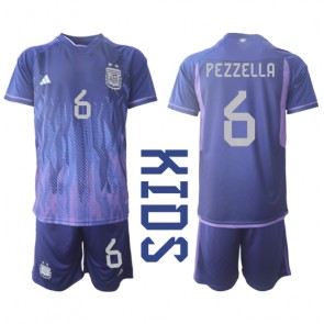 Argentina German Pezzella #6 Udebanesæt Børn VM 2022 Kort ærmer (+ korte bukser)